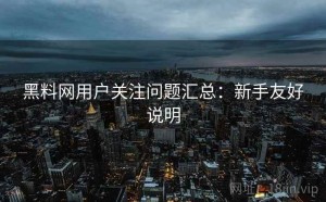 黑料网用户关注问题汇总：新手友好说明